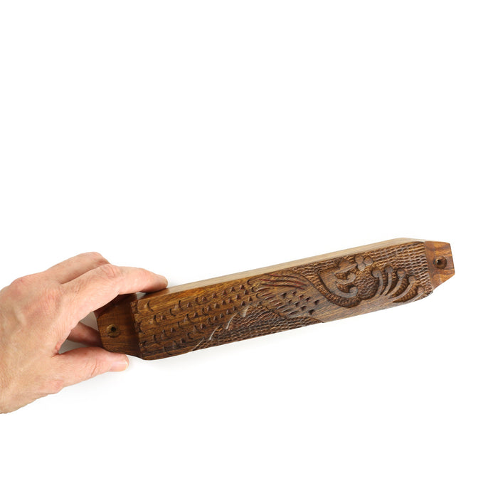 Decor - Wooden Mezuzah Case 9"x1.5" Peacock