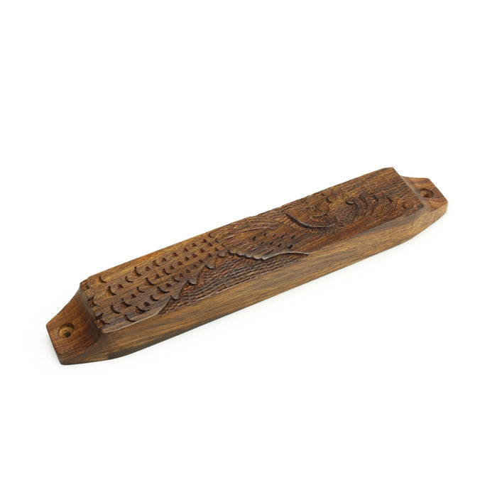 Decor - Wooden Mezuzah Case 9"x1.5" Peacock