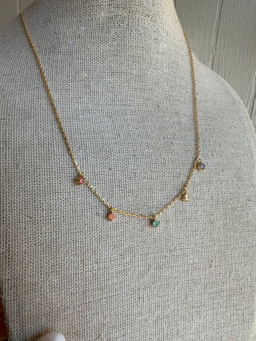 “The Golden Collection” Gemstone Dreams Handmade 14k Gold Plated Necklace