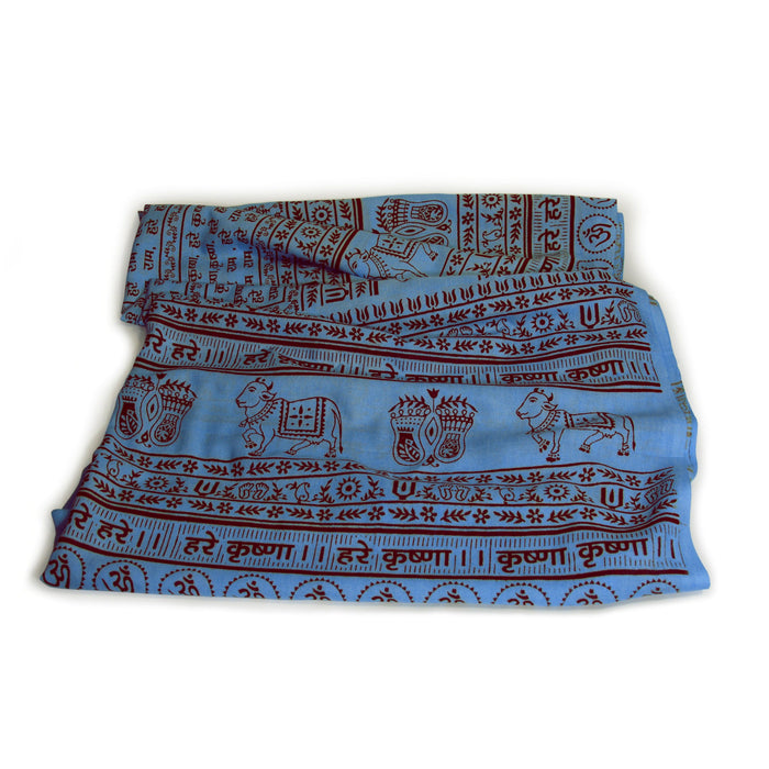 Meditation Yoga Prayer Shawl - Maha Mantra - Denim Blue Large