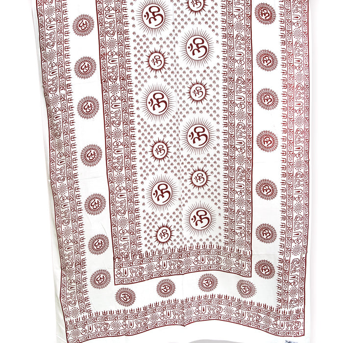 Meditation Yoga Prayer Shawl - Mantra Om - White Large