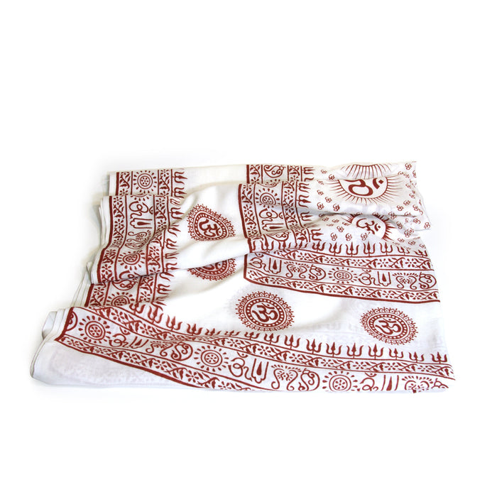 Meditation Yoga Prayer Shawl - Mantra Om - White Large