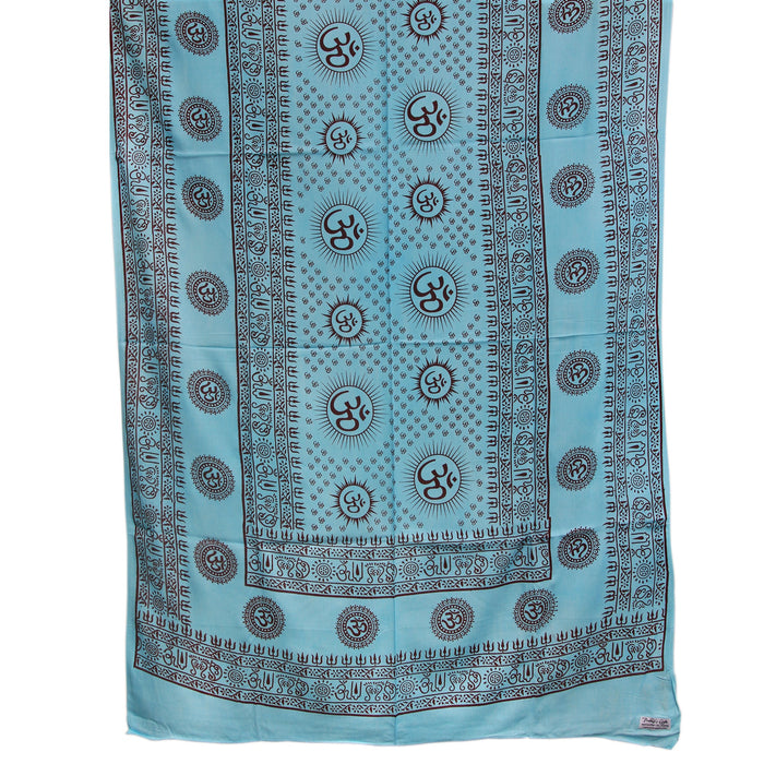 Meditation Yoga Prayer Shawl - Mantra Om - Turquoise Large