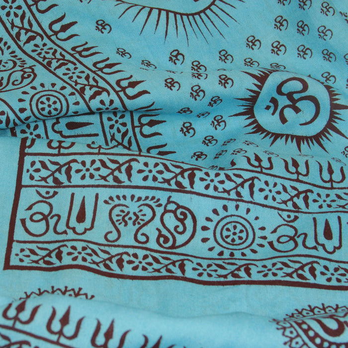 Meditation Yoga Prayer Shawl - Mantra Om - Turquoise Large