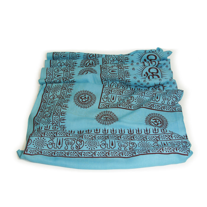 Meditation Yoga Prayer Shawl - Mantra Om - Turquoise Large