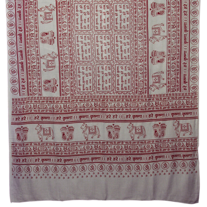 Meditation Yoga Prayer Shawl - Maha Mantra - Grey Large