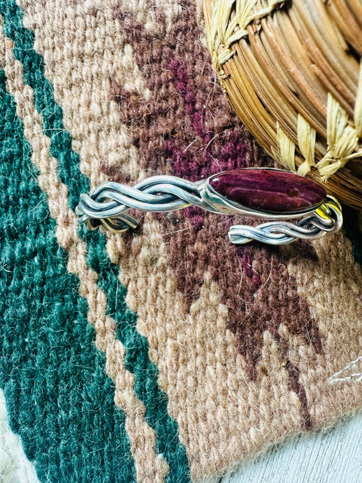 Navajo Twisted Sterling Silver & Purple Spiny Cuff Bracelet