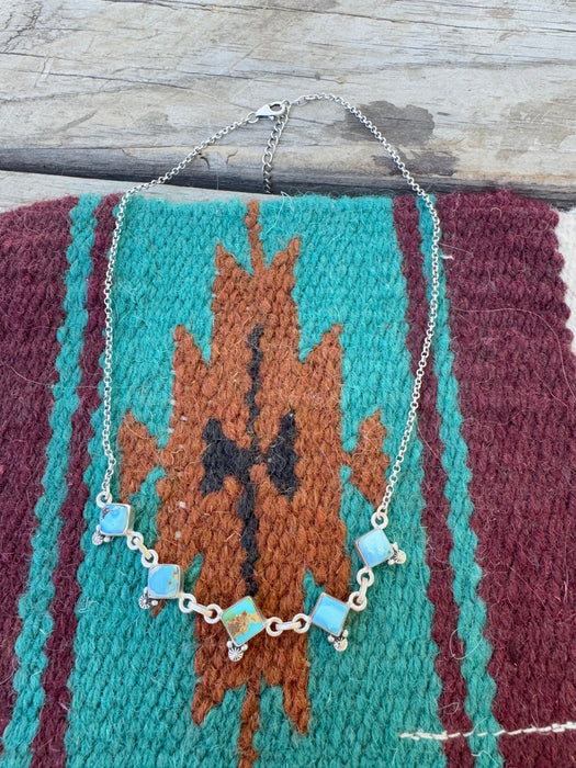 Handmade Sterling Silver, Golden Hills Turquoise & Sonoran Mountain Turquoise Necklace