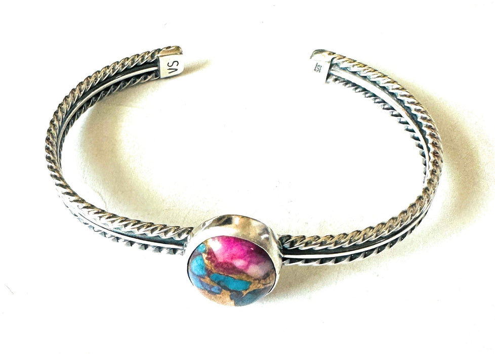 Navajo Pink Dream Mojave & Sterling Silver Cuff Bracelet