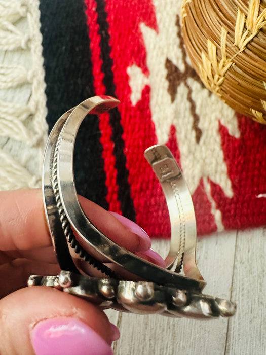 Navajo Sterling Silver & Mother of Pearl Cuff Bracelet