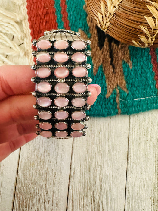 Navajo Sterling Silver & Mother of Pearl Cuff Bracelet