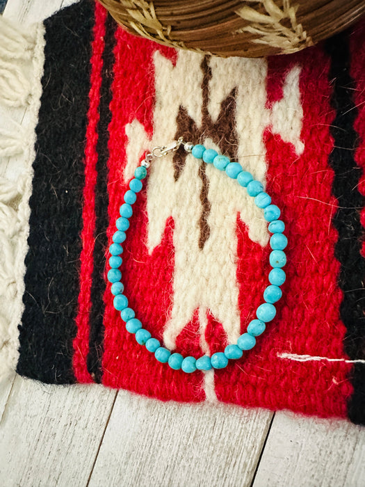 Navajo Turquoise & Sterling Silver Beaded Bracelet 8 inch