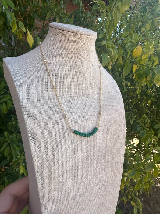 “The Golden Collection” Wild Heart Handmade Malachite Beaded 18k Gold Plated Necklace