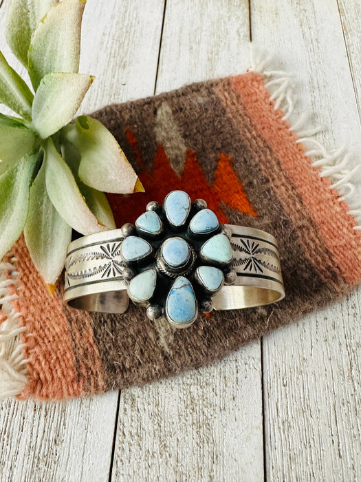 Navajo Golden Hills Turquoise & Sterling Silver Cuff Bracelet