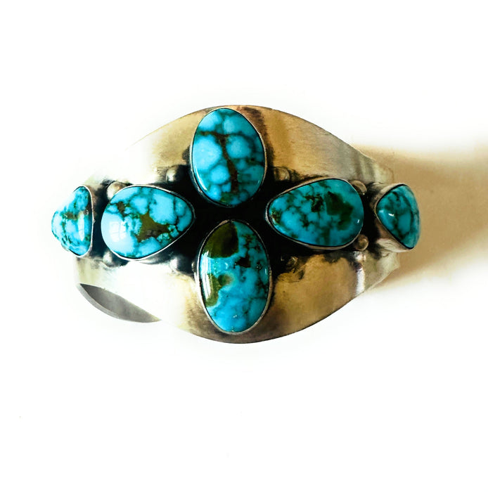 Navajo Kingman Web Turquoise & Sterling Silver Cuff Bracelet By Paul Livingston