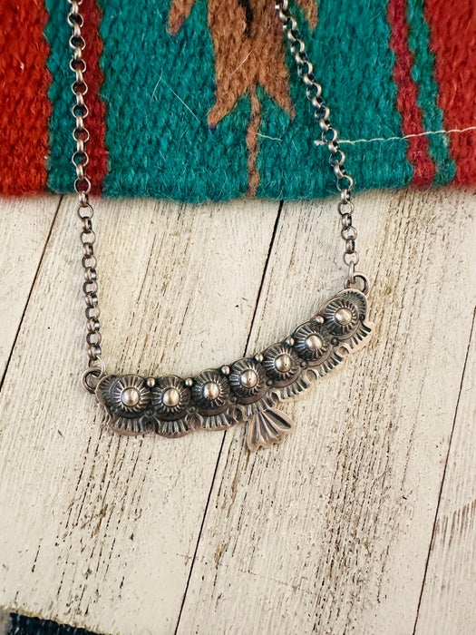 Navajo Sterling Silver Studded Necklace by Emer Thompson