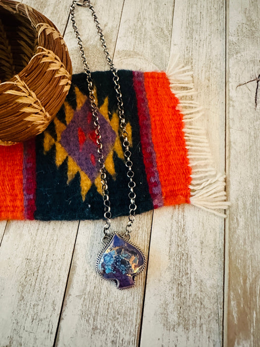 Navajo Sterling Silver & Purple Dream Mojave Spade Necklace