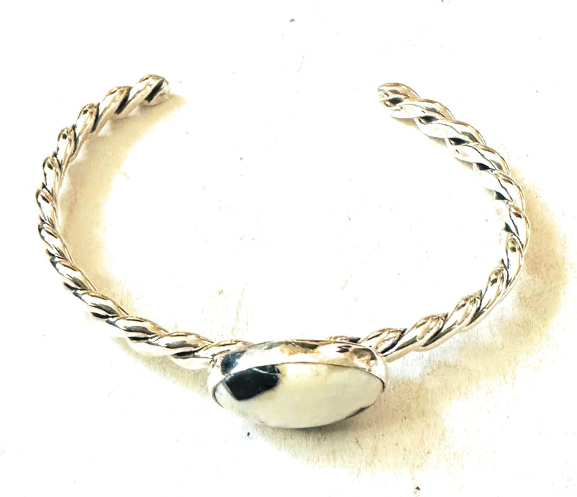 Navajo White Buffalo & Sterling Silver Cuff Bracelet