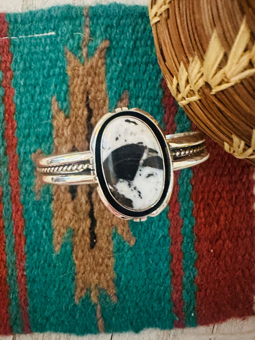 Navajo White Buffalo & Sterling Silver Cuff Bracelet