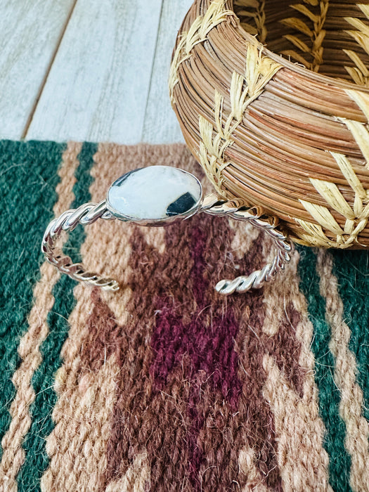 Navajo White Buffalo & Sterling Silver Cuff Bracelet