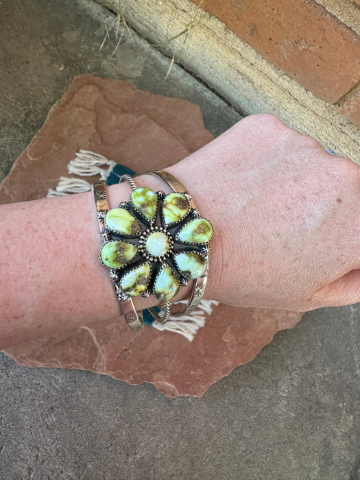 Handmade Sterling Silver & Palomino Turquoise Adjustable Cuff Bracelet