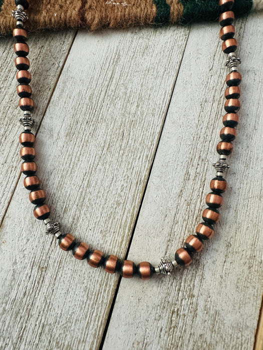 Navajo Copper & Sterling Silver 18” Beaded Necklace