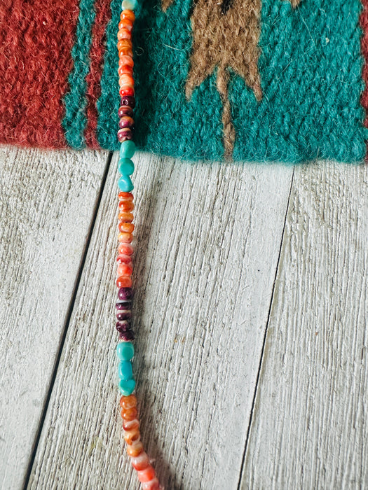 Navajo Turquoise, Spiny & Sterling Silver Beaded Necklace