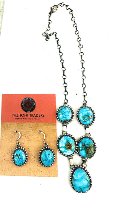 Navajo Sterling Silver & Kingman Turquoise Necklace Set