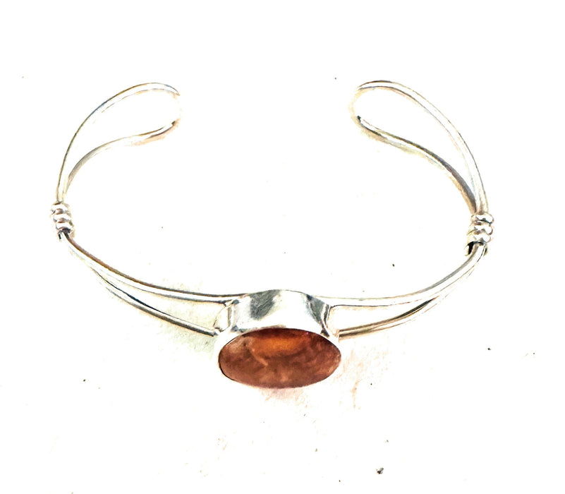 Navajo Sterling Silver & Orange Spiny Oyster Cuff Bracelet