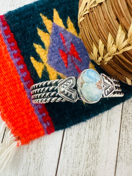 Navajo Sterling Silver & Golden Hills Turquoise Cuff Bracelet