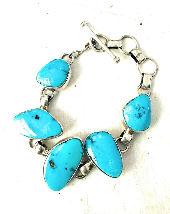 Navajo Turquoise & Sterling Silver Link Bracelet