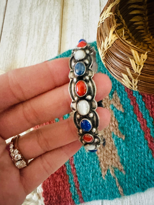 Navajo Multi Stone & Sterling Silver Cuff Bracelet