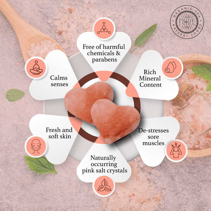 Himalayan Pink Salt Heart Shape Soap by Pride of India – Mineral Rich – Massage Bar/ Spa Ritual at Home – Chemical-free/Natural Occurring Salt Crystals Soap – Good for Skin/Hydrating-3