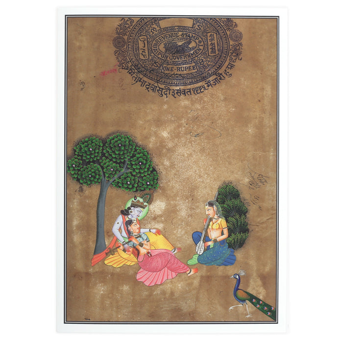 Greeting Card - Rajasthani Miniature Painting - Krishna with Gopis - 5"x7"