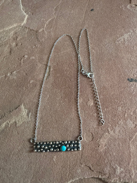 Handmade Turquoise & Sterling Silver Ball Bar Necklace