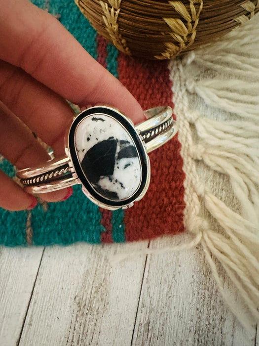 Navajo White Buffalo & Sterling Silver Cuff Bracelet