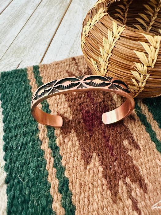 Navajo Hand Stamped Copper Cuff Bracelet