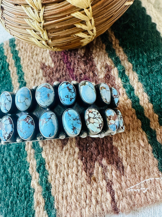 Navajo Sterling Silver & Golden Hills Turquoise Cluster Cuff Bracelet by Darrin Livingston