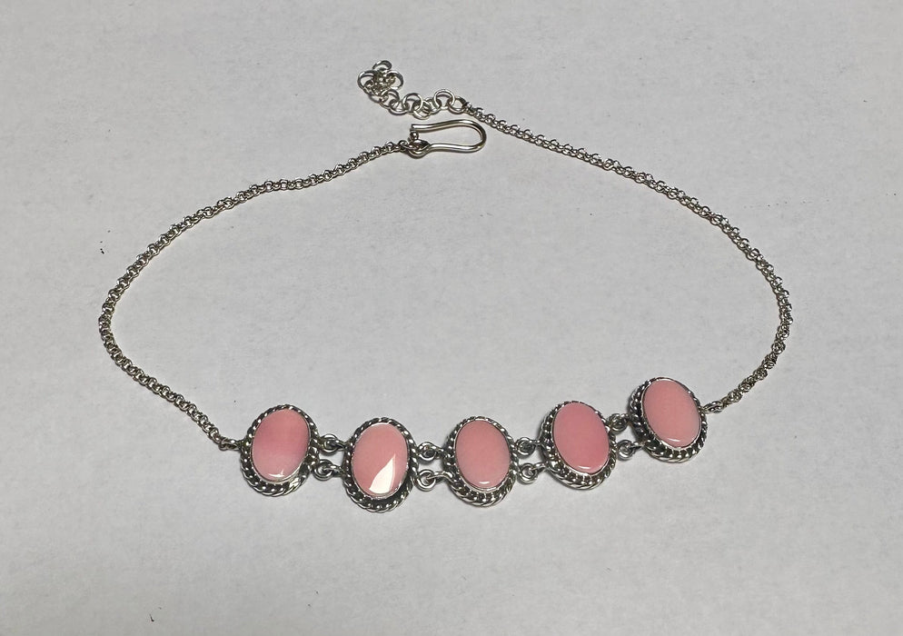 Handmade Sterling Silver & Pink Conch Choker Necklace