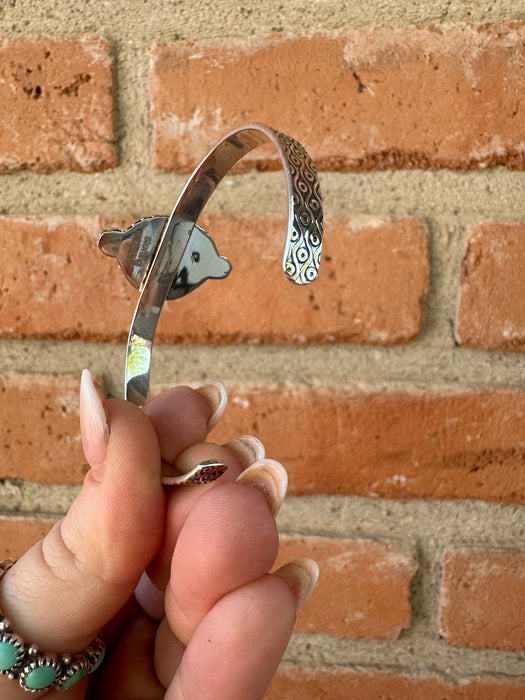 Handmade Sterling Silver & Single Stone Palomino Turquoise Adjustable Cuff Bracelet