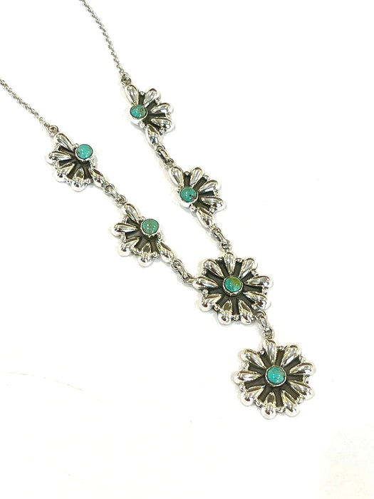 Handmade Sterling Silver & Turquoise Flower Necklace