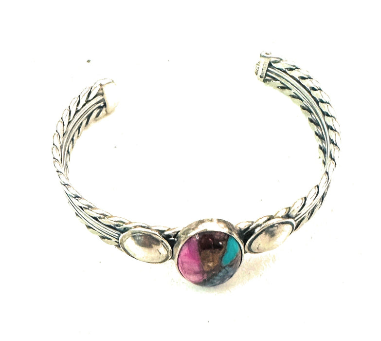 Navajo Pink Dream Mojave & Sterling Silver Cuff Bracelet