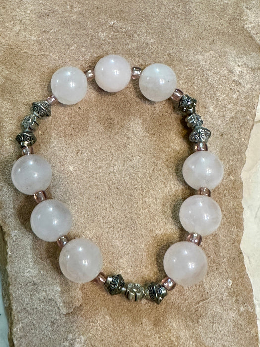 Handmade light Pink Rose Quartz Bracelet