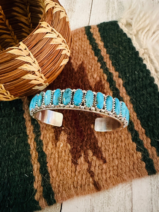 Navajo Kingman Turquoise & Sterling Silver Cuff Bracelet