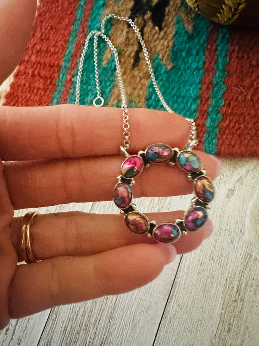 Handmade Sterling Silver & Pink Dream Mojave Circle Necklace