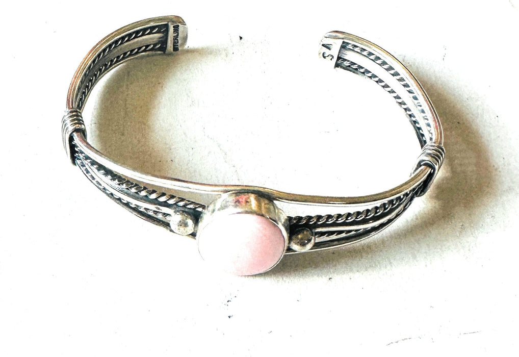 Navajo Queen Pink Conch Shell & Sterling Silver Cuff Bracelet