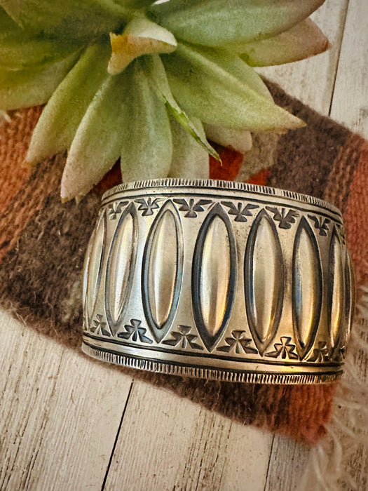 Navajo Hand Stamped Sterling Silver Cuff Bracelet