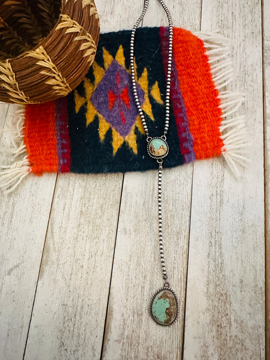 Navajo Turquoise & Sterling Silver Beaded Lariat Necklace