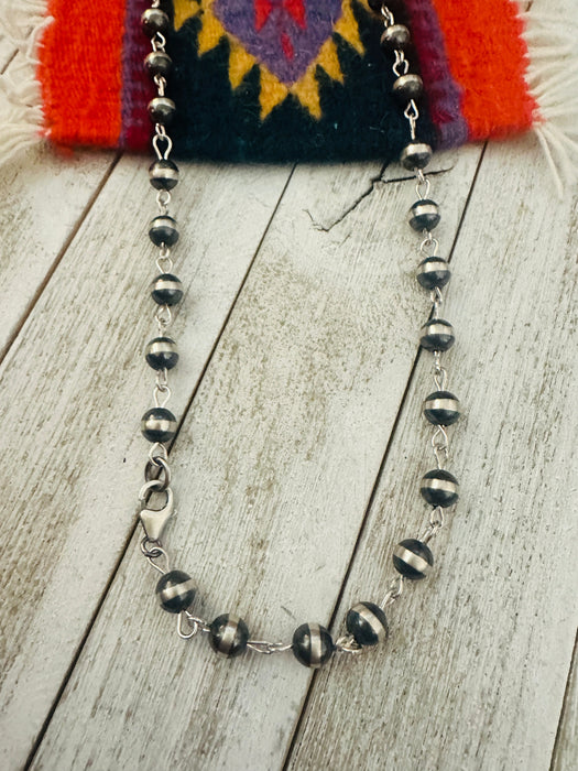 Navajo Sterling Silver Beaded Rosary Style Necklace