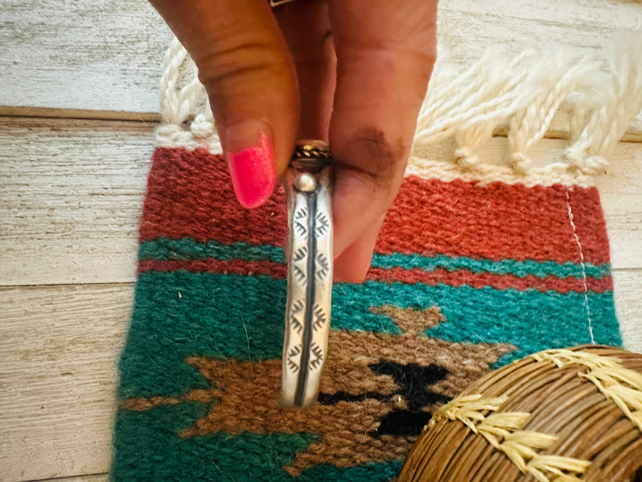 Navajo Queen Pink Conch Shell & Sterling Silver Cuff Bracelet